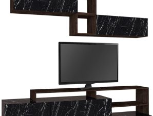 Σύνθεση Τηλεόρασης Grill 0228203 220x35x47,5cm Marble Effect Black